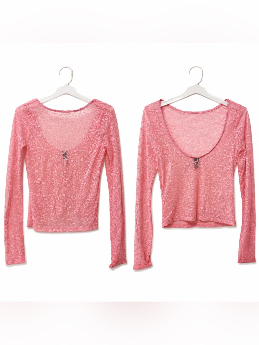 Wild Fable Pink Lace Long Sleeve Top Medium Fairy Grunge Y2K Sheer Mesh Coquette